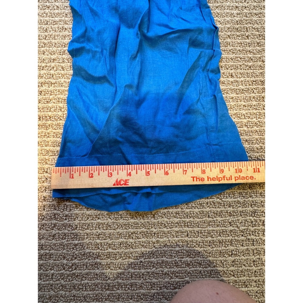Tahari Essentials 100% Linen Wide Leg Pants Cobalt Blue Elastic Waist Large - Picture 9 of 9